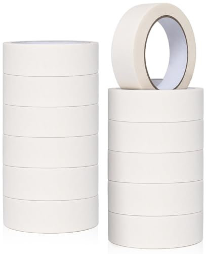 Reaeonat Masking Tape, 12 Pack 25mm Painters Tape for Painting Wall Decorating Sharp Lines No Paint Bleed Art Crafts DIY Projects (25mm x20m)