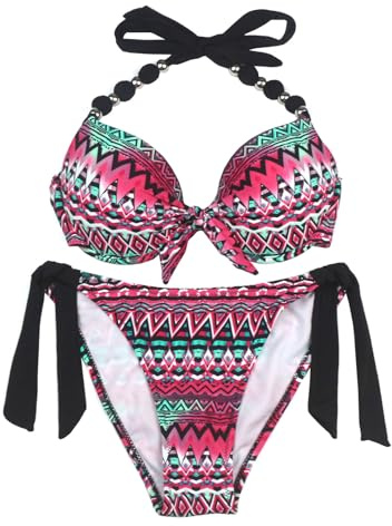 EONAR Bikini för kvinnor, push-up, baddräkt, tvådelat badmode, nackhållare, baddräkt med bygel, B-tie, 36 SE