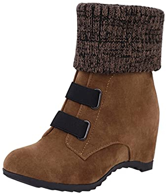 Generisch Zapatos ortopédicos Mujer Bailarina Botas de nieve Lana Boca elástica Tacón oblicuo Suela gruesa Botas cortas Negro Hombres Puntera de acero, caqui, 37 EU