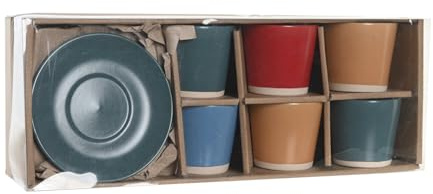 CAFE SET 6 GRES 14X14X2 180ML, JASPEADO VERDE