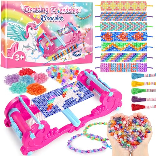 Pourbibi Armbänder Selber Machen Kinder Ostergeschenke kinder 10 jahre,Freundschaftsarmbänder Selber Machen,Schmuck Basteln Mädchen Bastelset Kinder ab 6 Jahre, Einhorn Geschenke Mädchen 6 7 8 9 10 11