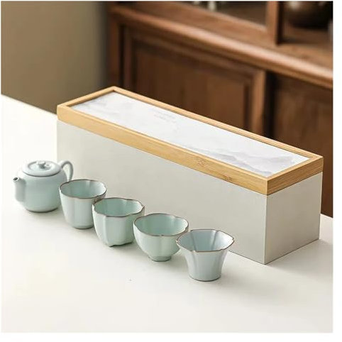 Tea Set Ruyao Tea Set Full Set Gift Box Ice Flower Open Piece Can Raise Creative Ceramic Suction Tea Tray Teapot Chinese Ceramic Tea Set