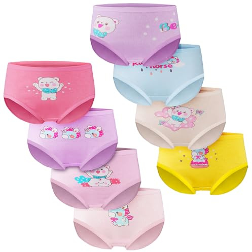 HOTUT Fille Culotte en Coton, Lot de 8 Boxers pour Filles, sous-Vêtements en Coton Doux et Confortables, pour Filles et Adolescentes de 2/4/6/8 Ans