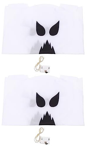 SEWOART 2sets Halloween Windsock Flags with Led Lights Ghost Wind Sock Garden Hanging Decorations for Indoor and Outdoor Use for Halloween Parties and Festive Decor