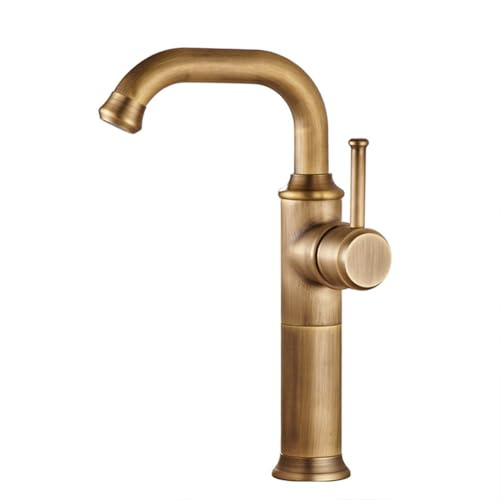 Wasserhahn Bad Waschtischarmatur Hoch Auslauf Retro Antik Stil 360° Drehbar Messing Einhebel Mischbatterie Waschbecken Armatur, Badarmatur Waschtischbatterie Badezimmer, Bronze
