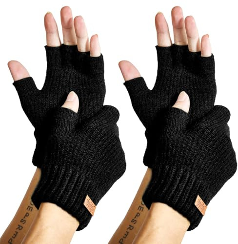 JYUYNY Fingerless Gloves - Half Finger Gloves Fingerless Gloves for Men Women,Winter Warm Knitted Gloves Driving Working Typing Writing Running