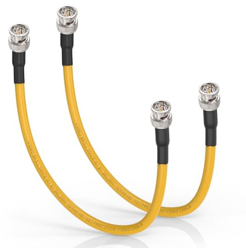 Superbat SDI Kabel 30cm 3G/6G/12G/HD/4K/8K (Belden 1694A,75ohm) BNC Stecker auf Stecker SDI-Videokabel für HD-Kamera CCTV Monitor Videoausrüstung -Zitronengelb, 2stk