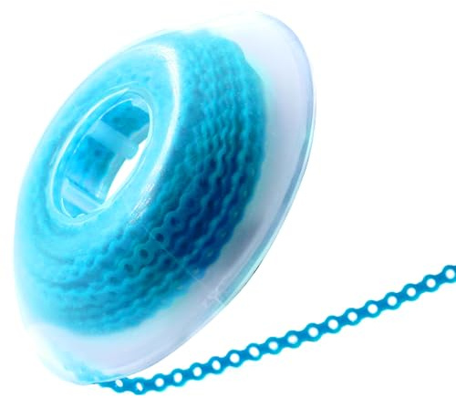 LA MIERE 1 Roll Orthodontic Rubber Chains, Braces Power Chains consisted force in closed, short, long 15'' spools (short, 0.136’’(3.3mm), Neon Cyan)
