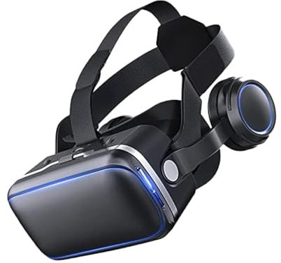 Gafas de Realidad Virtual 3D, Gafas VR Equipadas con Auriculares Ajustables, compatibles con teléfonos Inteligentes de 4,7 a 6,0 Pulgadas, Realidad Virtual BLU-Ray, Suaves y cómodas, para TV