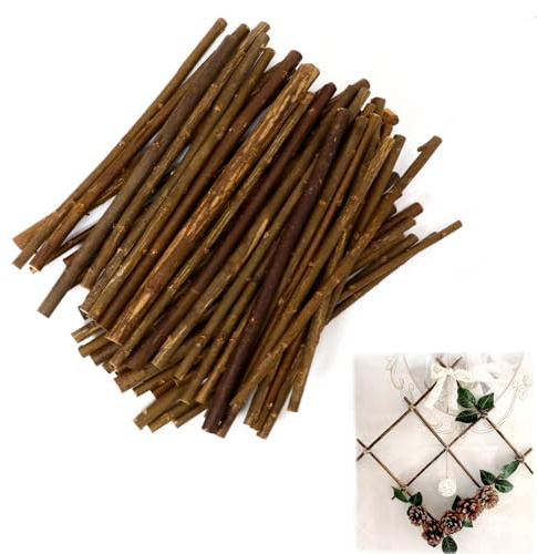 60 Stück Holzstäbchen zum Basteln Holzstäbe - 20cm Holzstab Holz Log Sticks Bastelhölzer für DIY Handwerk Treibholz Deko Ast