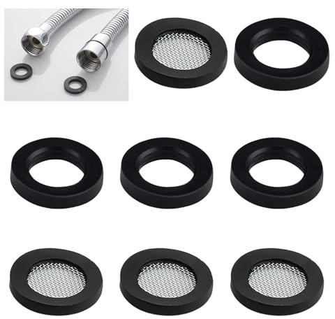 4 Pcs 3/4 Shower Head Filter Gasket and 4 Pack Rubber Washer | Flat Washer 19mm OD 11mm ID 3mm Thickness with Stainless Steel Mesh Filter O-Rings Washer Gasket,for Faucet Pipe Water Hose