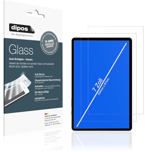 dipos 2x Displayschutzfolie 9H matt für Universalgröße 7 Zoll (154 x 87 mm) | Antireflex, entspiegelnd, bricht und splittert nicht, kein Echtglas, Anti-Shock, kratzfest, blasenfrei, selbstklebend