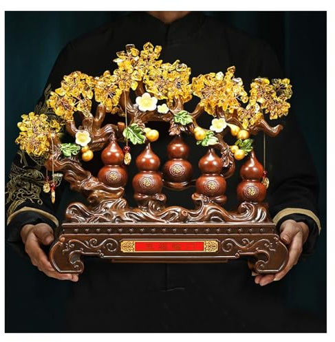 Edelstein Baum Geldbaum for den Innenbereich, Geldkristallbaum, Glückskürbis-Ornamente, Citrin, Glücksbaum, handgefertigtes Kunstwerk, Dekoration im Bonsai-Stil for Glück und Reichtum Geldbaum Feng Sh