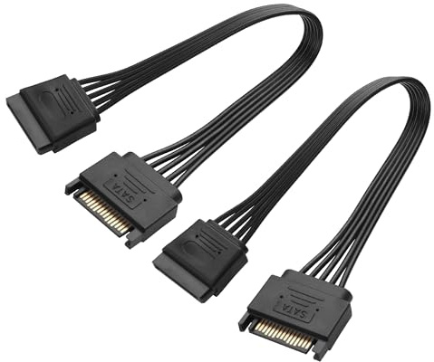 GINTOOYUN 2 Pack 15 Pin SATA Cable de extensión de alimentación 18AWG 15 Pin macho a hembra SATA disco duro cable de alimentación para disco duro (8,46 pulgadas)