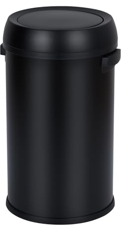 Garvee 17 gal/65 L Trash Can, Fingerprint-Proof Stainless Steel Swing Top Garbage Can, Heavy Duty Commercial Round Trash Bin with Swing Lid for Restaurant, Home, Office, Black