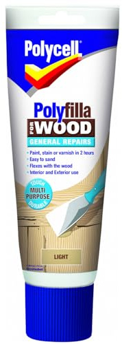 Polycell Polyfilla Wood Repair Tube Light 330g – General Purpose Ready Mixed Filler for Cracks, Holes & Surface Damage – Quick Drying, Paintable Finish