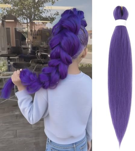 Meches Pour Tresses 1 Paquets 26 Pouces EZ Braid Pré éTiré Braids Meches Pre Tiré Africaine Long Easy Braids Knotless Yaki Nattes Extensions Rajout Cheveux Tresses (Couleur Violet Foncé)