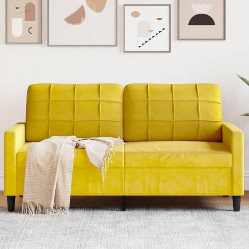 HETFTJN Zweisitzer Sofa Gelb 140 cm Samt mit Metallgestell Modernes Design Robust und Bequem für Wohnzimmer Jugendzimmer und Büro