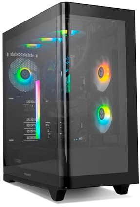 NOX Xtreme Products Hummer Ether – Semitorre ATX | M-ATX | ITX, Cristal Templado Curvo, Espacio para 9 Ventiladores, 3 x 120mm ARGB PWM incluidos, USB-C y 3.0, Filtro Superior Magnético, Negro