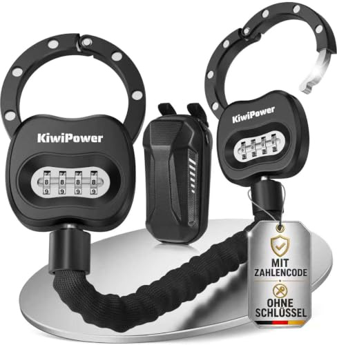 KiwiPower Serratura a combinazione per monopattino, con serratura a combinazione, 90 cm, con custodia, chiusura a manetta, per scooter e bicicletta, antifurto senza chiave