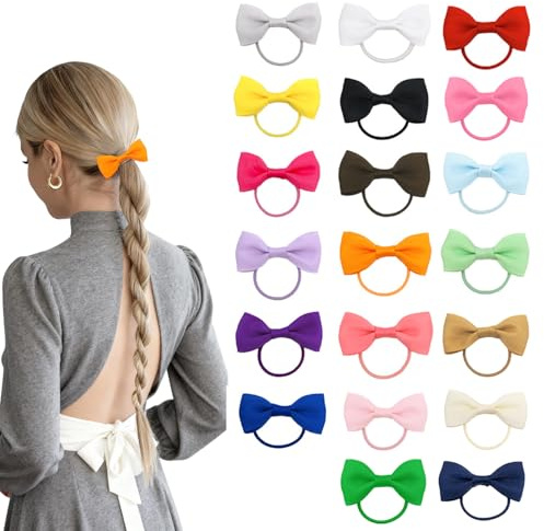 ELNX 20 st Flerfärgade Håraccessoarer Rosetter Scrunchie | Hårsnoddar för Barn Småbarn Kvinnor, Skola Dagligt bruk Framträdande (Multicolor 1)