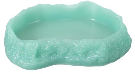 QUARKZMAN Cuenco De Comida para Reptiles Plato De Alimentación S Diseñado | Para Reptiles, Plato De Esquina De Agua De Resina Para Gusanos, Con Antiescape, 5.3 Pulgadas Brillo