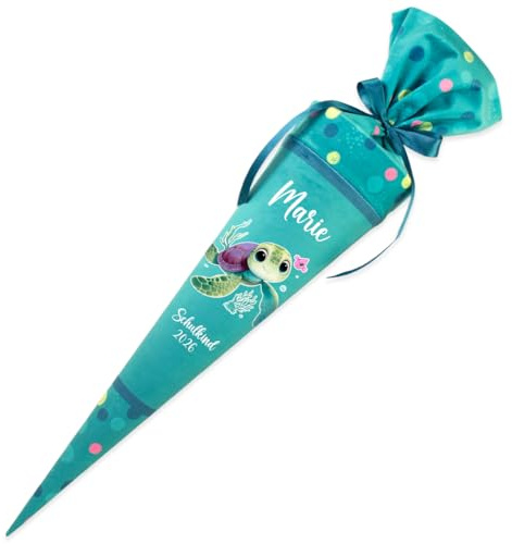 Dein Lieblingsteil Deine Schultüte aus Stoff Kuschel Velvet Wunschmotiv individualisierbar mit Wunschname personalisierbar 70 cm 85 cm – Mädchen (Modell 16: Schildkröte, 70 cm ohne Kissen)