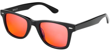 WELT Gafas Luz Azul Hombre Mujer | Bloquea 99% Luz Azul — Certificado EN/ISO 12312-1 y Marcado CE | Lente Día Amarilla + Noche Roja | Anti Fatiga Ocular Ordenador y Descanso | Acetato Premium Negro