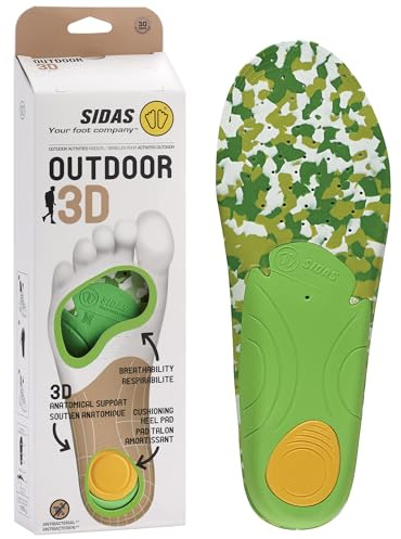 Sidas 3D Outdoor, Solette per escursionismo e camminata, Riduzione dell'affaticamento muscolare e dei dolori ai piedi, Comfort a lunga durata e traspirabilità ottimale, Per uomo e donna