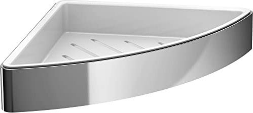emco loft Eckschwammkorb, verdeckte Wandbefestigung, Kunststoffeinsatz herausnehmbar, 054500103, Farbe: Chrom