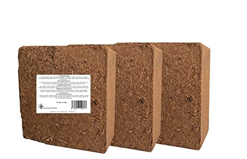 Kokosfaserziegel 3X 70 Liter, gesamt: 210 Liter, ca. 5kg je Ziegel (EUR 0,20 je Liter/EUR 14,00 je Ziegel), Humusziegel, Kokosziegel, torffreie Anzuchterde, Kokosquellerde aus gepresster Kokosfaser