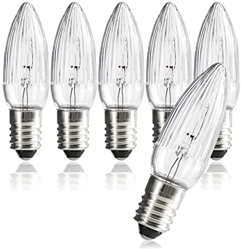 com-four® 6x candele ondulate per archi Schwipp con 11 lampade - lampadine di ricambio per lucine o piramidi - 23V / 3W, con filettatura E10 (06 pezzi - 23V)