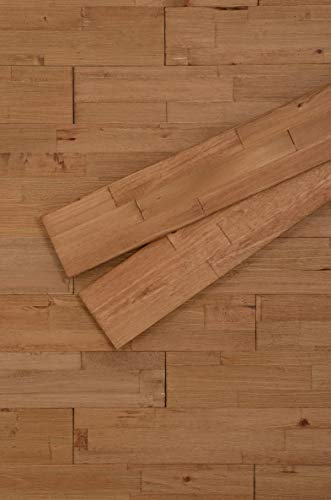 mywoodwall 3D Wandverkleidung Holz Natur Inkl Doppelseitiges Klebeband Bourbon Moderne Wandpaneele Selbstklebend Vintage Wohnzimmer Schlafzimmer Garderobe 0,945 m²