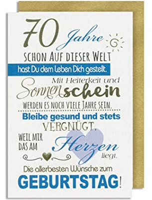 AvanCarte 70 Geburtstag Karte Grußkarte Sonnenschein Foliendruck 16x11cm