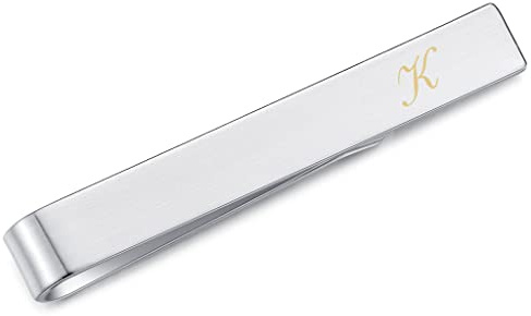 HONEY BEAR 4cm Herren Briefe Initialen Kinder Krawattennadel Krawattenklammer für schmale Krawatten Edelstahl Tie Clip,MEHRWEG (K 4cm)