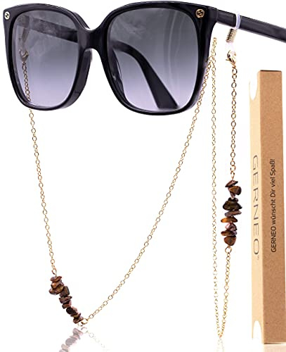 GERNEO - Formentera - Premium Brillenkette & Brillenband - echte Steine - 18 Karat Goldlegierung oder 925er Silberlegierung - Unisex für Lesebrille & Sonnenbrille