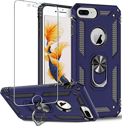 Folmeikat iPhone 8 Plus, iPhone 7 Plus, iPhone 6S Plus/6 Plus,Handyhülle | iPhone 8 Plus/Plus/ 6S Plus/6 Plus,Handyhülle Displayschutz,360 Grad drehbarer Metallring,Stoßdämpfung,verstärkte Ecken TPU