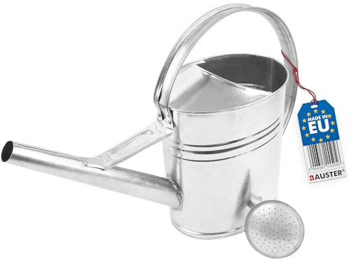 BAUSTER® Zinkgießkanne 10L – Verzinkte Metallgießkanne mit Gießbrause, Robuste Gartengießkanne aus Stahl für Innen- & Außenbereich, Ideal zum Blumen Gießen & Gartenbewässerung