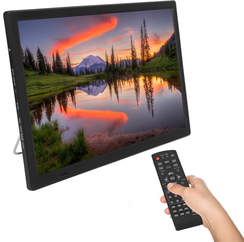 16 Inch Portable LED TV, 1080P Digital TV ATSC High Sensitivity Widescreen Television, , USB, Digital Tuner, AV in/Out, Display Monitor, Analog TV, ATV with Stand, Remote Control