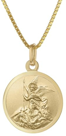 trendor Erzengel Michael Anhänger Gold 333 an goldplattierter Kette 41428 | elegantes Schmuckstück für Damen und Herren, zauberhafte Geschenkidee,
