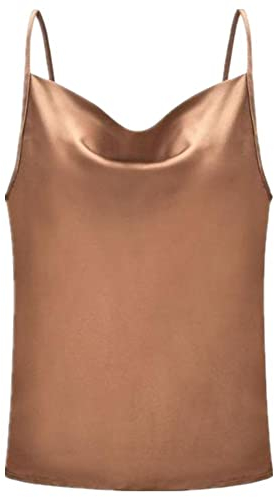 Damen Sommer Seide Satin Camis Camisoles Riemchen Shirts Grün Weiß Femme Kleidung, Khaki, XX-Large