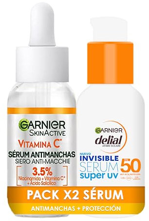 Pack x2 Sérum día Antimanchas con 3,5% Vitamina C, Niacinamida y Ácido Salicílico + Serum Facial Inivisble con Ceramidas SPF50+ 30ML +30ML