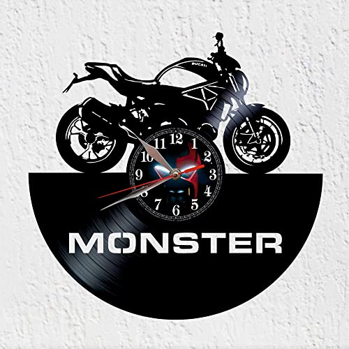 VINY WOODY Moto Rapida Orologio da Disco in Vinile Moto da Strada Grande Decorazione da Parete Moto Velocità Monster