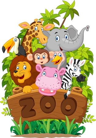 adrium Acryl-Bild 30 x 40 cm: Cartoon-Sammlung glückliches Tier des Zoos (45276864)