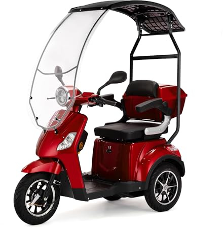 Veleco Draco - 3-Rad Elektromobil mit Dach und Windschutzscheibe - starker 800W Elektromotor - fertig montiert und fahrbereit geliefert (Rot)