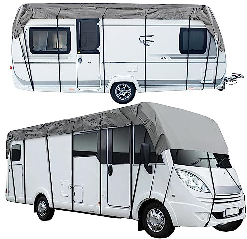 MRWiZMS Bache Caravane, Bache de Protection Camping Car, 420D Silver Oxford Cloth résistant aux UV, à l'eau et à la poussière, Housse Universelle pour Caravane (L800 x W300cm(L314 x W118in))