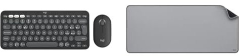 Logitech Pebble 2 Combo, kit tastiera e mouse wireless discreto, portatile e personalizzabile & Desk Mat - Studio Series, Multifunzione, Tappetino per Mouse Esteso