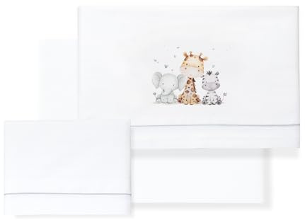 Interbaby Baby-Bettwäsche aus 100% Baumwolle für Auto/Moses/Babykorb, Elefanten-Giraffe, 3-teiliges Set, Bettlaken + Bettbezug + Kissenbezug