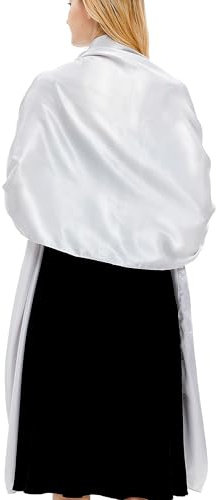 Gragengs Chales y envolturas para mujer, vestidos de noche, bufanda de satén, extra larga, para boda, novia, fiesta, estola brillante, Plata claro, talla única