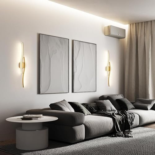 LYSDjia Moderne LED Wandleuchte 80cm Innenwandleuchte Beleuchtung Badezimmer Waschtischleuchte Spiegel oben gebogene dreifarbige Lichtwandleuchte Beleuchtung für Wohnzimmer Flur Schlafzimmer Nachttisc